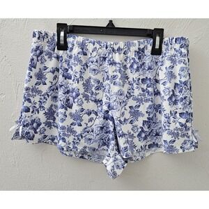 LAURA ASHLEY Pajama Shorts Womens Size Large Blue Floral Cottagecore Comfortable